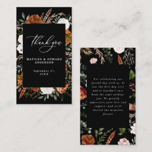 Budget rust black chic floral wedding thank you enclosure card