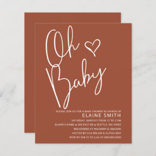Budget Rust Gender Neutral Baby Shower Invitation