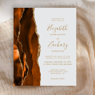 Budget Rust Gold Agate Grey Wedding Invitation