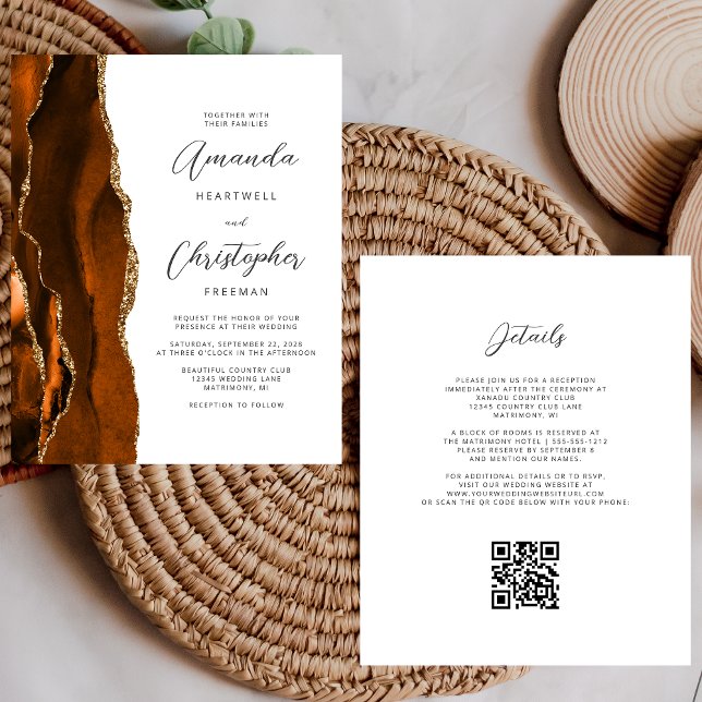 Budget Rust Gold Agate QR Code Wedding (Creator Uploaded)