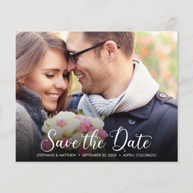 Budget Rustic 2 Photo Simple Pretty Save the Date  (Front)
