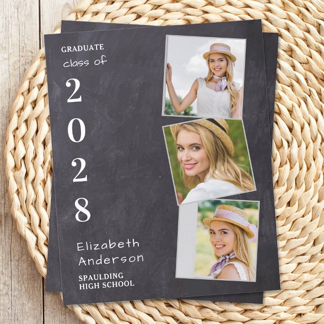 Budget Rustic 3 Photo Graduation Announcement (Creator Uploaded)