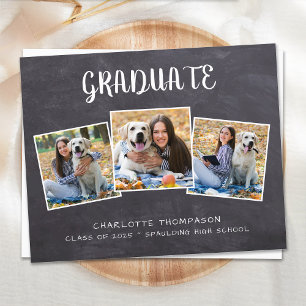 Budget Rustic 3 Photo Graduation Invitation