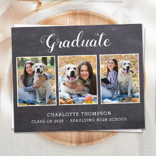 Budget Rustic 3 Photo Graduation Invitation
