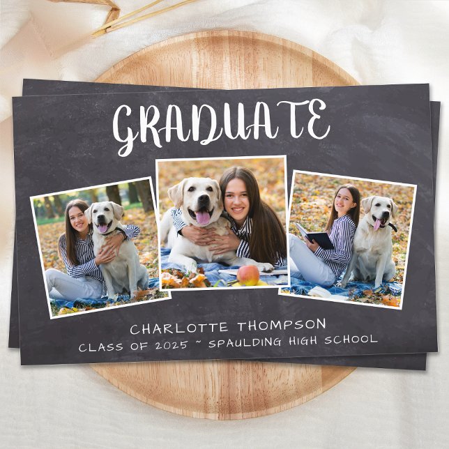 Budget Rustic 3 Photo Graduation Invitation (Creator Uploaded)