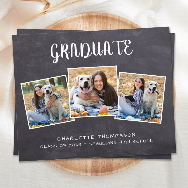 Budget Rustic 3 Photo Graduation Invitation (Creator Uploaded)