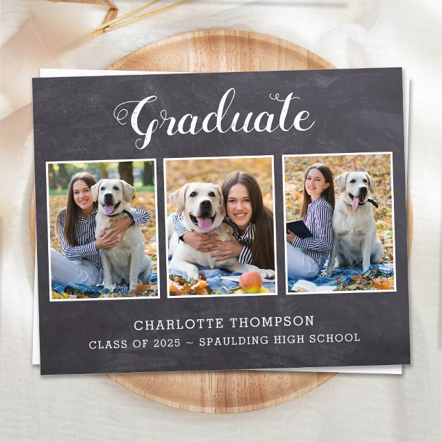 Budget Rustic 3 Photo Graduation Invitation (Creator Uploaded)
