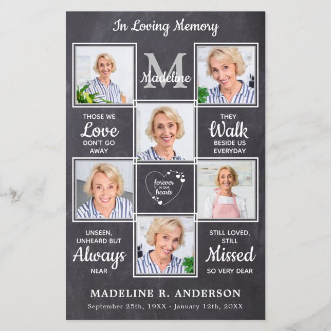 Budget Rustic 5 Photos Memorial Funeral Program (Front)