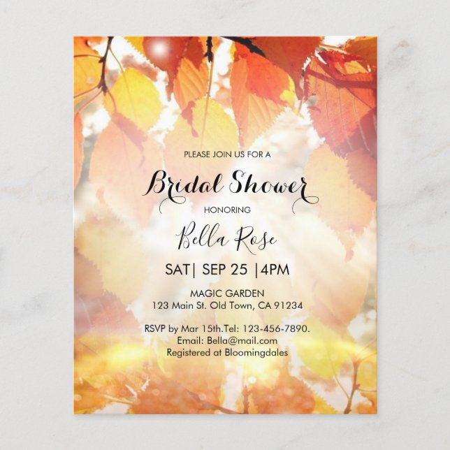 Budget Rustic Autumn Fall Bridal Shower Invite (Front)