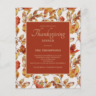 Budget Rustic Autumn Leaf Thanksgiving Invitation