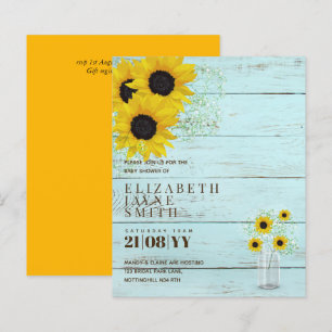 BUDGET Rustic Baby Shower Sunflowers Invite