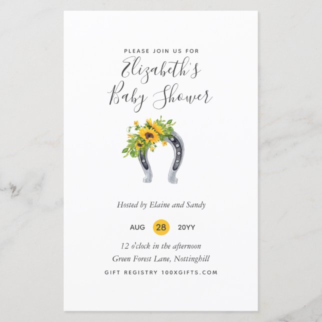 BUDGET Rustic Baby Shower Sunflowers Invite (Front)