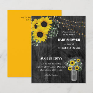 BUDGET Rustic Baby Shower Sunflowers Invite