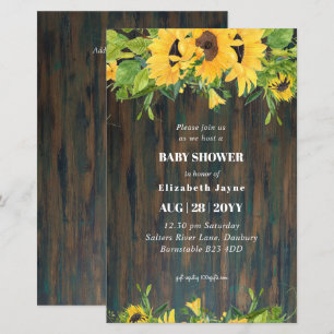 BUDGET Rustic Baby Shower Sunflowers Invite