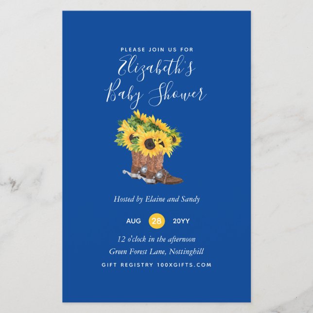 BUDGET Rustic Baby Shower Sunflowers Invite (Front)