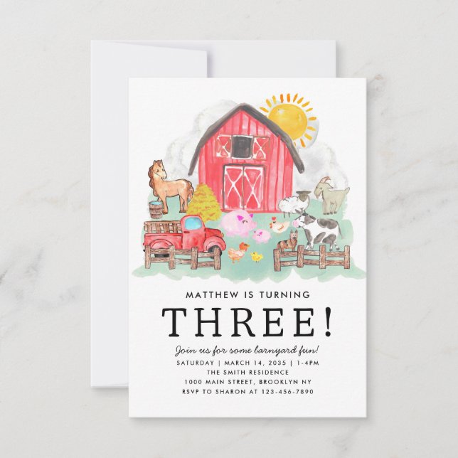 Budget Rustic Barnyard Animals Kids Farm Birthday Card (Front)