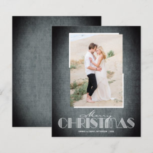 Budget Rustic Black Merry Christmas Photo Cards