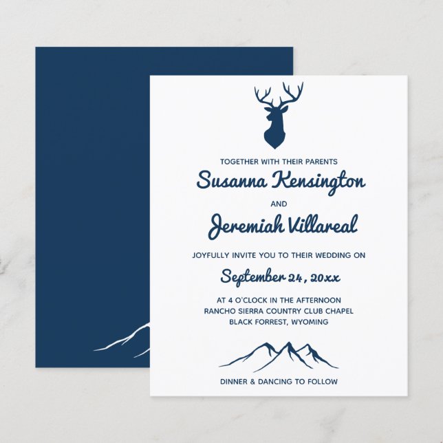 BUDGET Rustic Blue Deer Country Mountain Wedding (Front/Back)