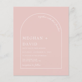 Budget Rustic Blush Modern Arch Wedding Invitation