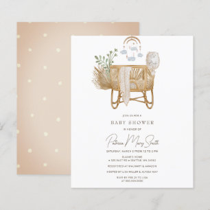 Budget Rustic Boho Baby Cot Baby Shower Invitation