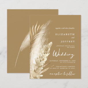 Budget Rustic Boho Pampas Wedding Invitation