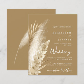 Budget Rustic Boho Pampas Wedding Invitation
