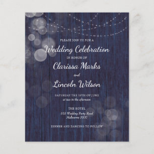 BUDGET Rustic Bokeh Lights Wedding Invitation