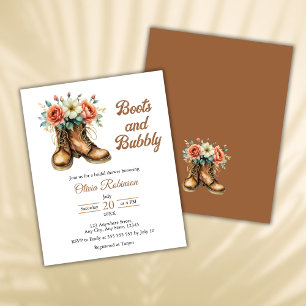 Budget Rustic Boots & Bubbly Bridal Shower Invite