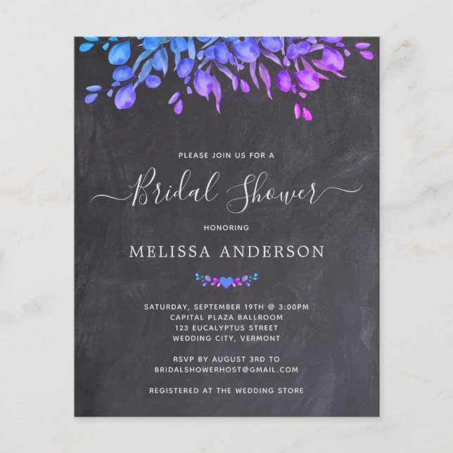 Budget Rustic Botanical Bridal Shower Invitation (Front)
