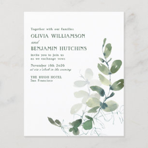 Budget Rustic Botanical Eucalyptus Wedding Invite