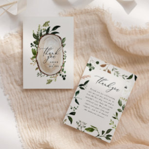 budget Rustic Botanical Greenery Thank You chic Card