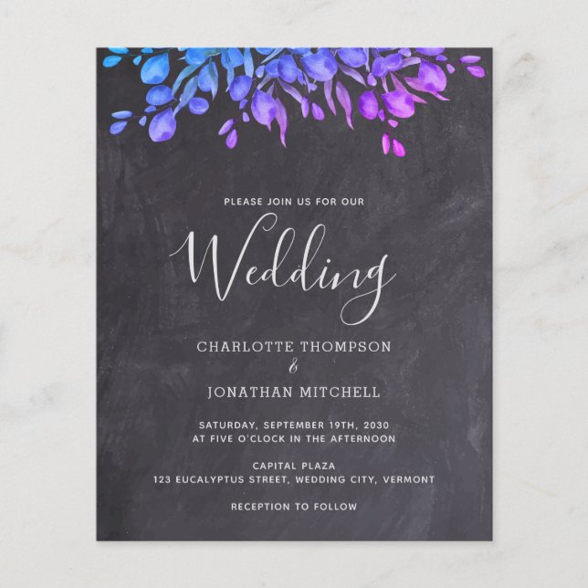 Budget Rustic Botanical Leaves Wedding Invitation (Front)