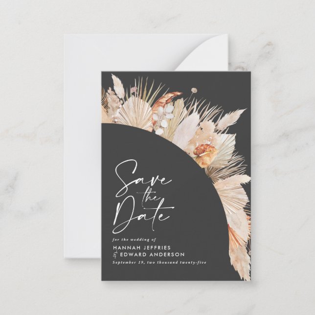 budget rustic botanical pampas grass wedding note  card (Front)
