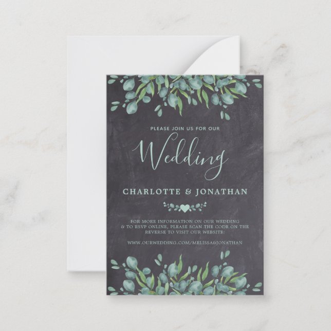 Budget Rustic Botanical QR Code Wedding Invitation (Front)