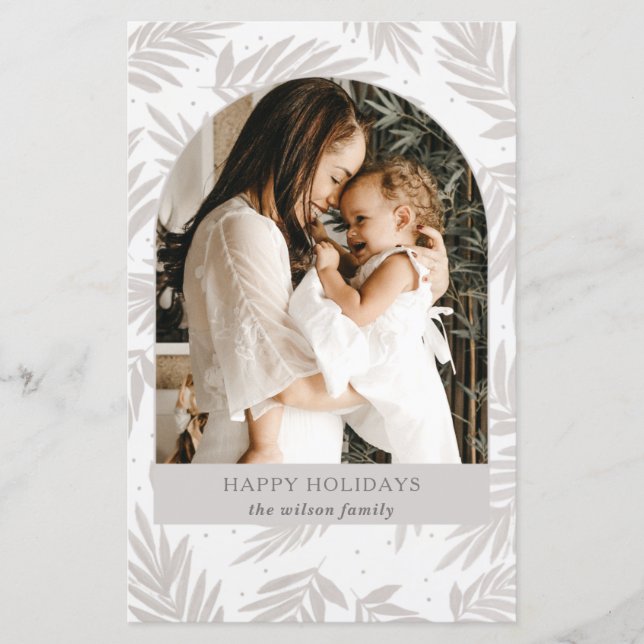 Budget Rustic Branches Arch Photo Holiday Card (Front)