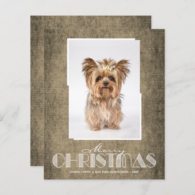 Budget Rustic Brown Merry Christmas Photo Cards (Front/Back)