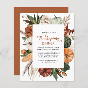Budget Rustic Brown Thanksgiving Dinner Invite