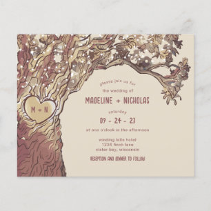 BUDGET Rustic Carved Heart Tree Wedding Invitation