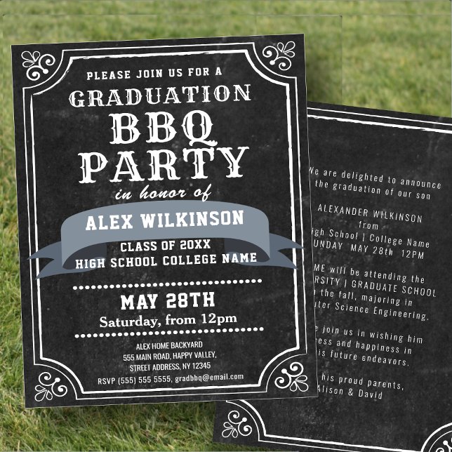 BUDGET Rustic Chalkboard Backyard BBQ Graduation Flyer (Creator Uploaded)