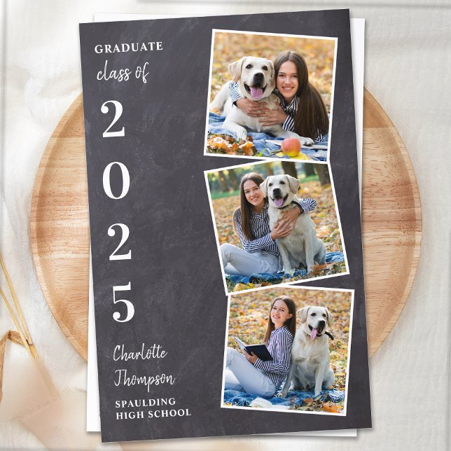 Budget Rustic Chalkboard Photo Collage Graduation (Creator Uploaded)