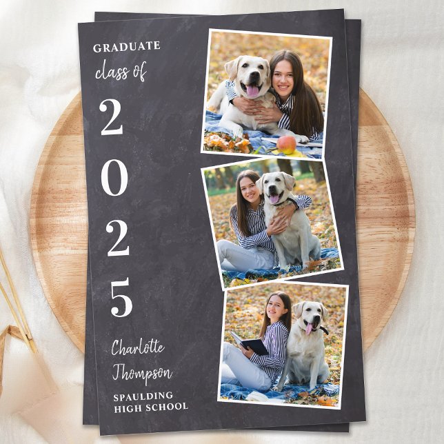 Budget Rustic Chalkboard Photo Collage Graduation (Creator Uploaded)