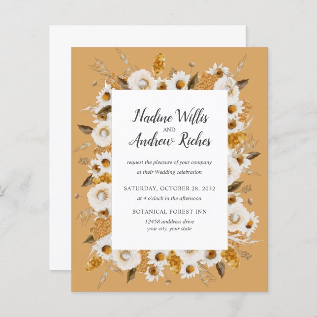 Budget rustic Chamomile Mimosa frame Wedding (Front/Back)