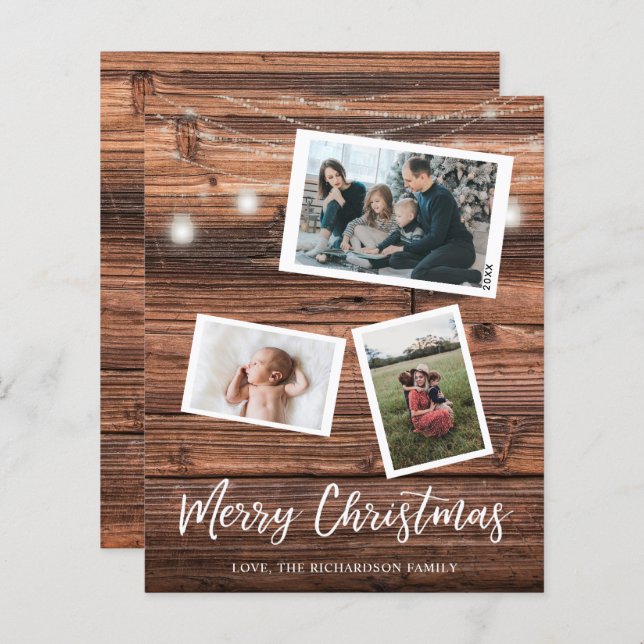 Budget Rustic Christmas Lights Multi Photo (Front/Back)