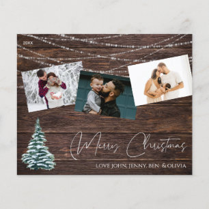 Budget Rustic Christmas Tree 3 Photo & Lights Wood Flyer