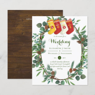 Budget Rustic Christmas Wedding Winter Invites