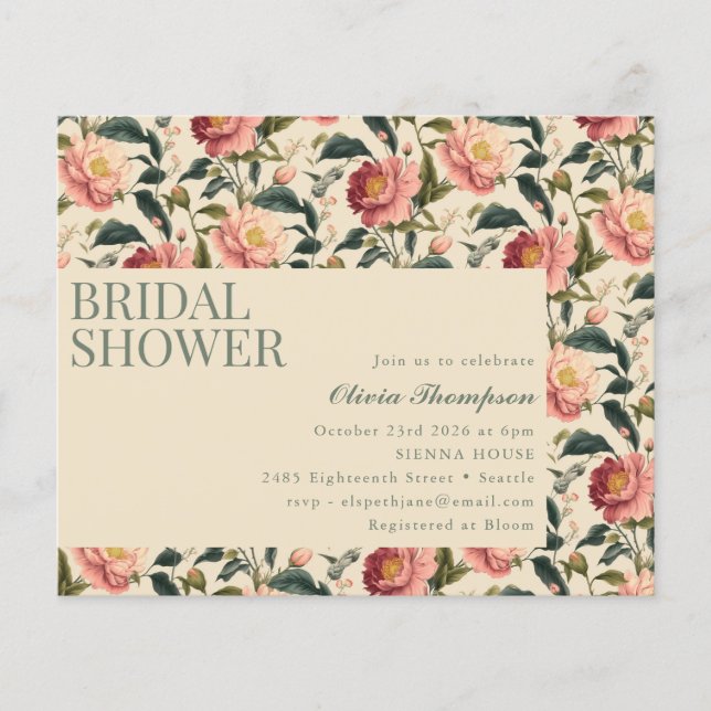 Budget Rustic Country Flower Bridal Shower Invite (Front)