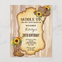 Budget Rustic cowboy boots hat sunflowers invitati