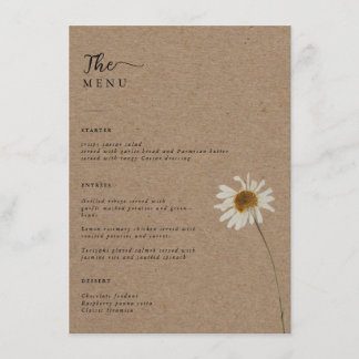 Budget Rustic Dried Sunflower Kraft Wedding Menu