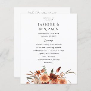 Budget Rustic Earth Florals Wedding Program