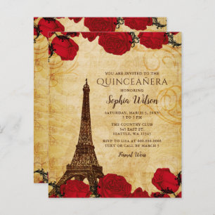  Budget Rustic Eiffel Tower Quinceañera Invitation